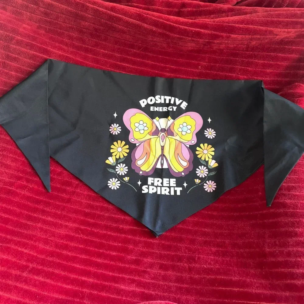 Floral beach bandana triangle head scarf 70s Butterfly